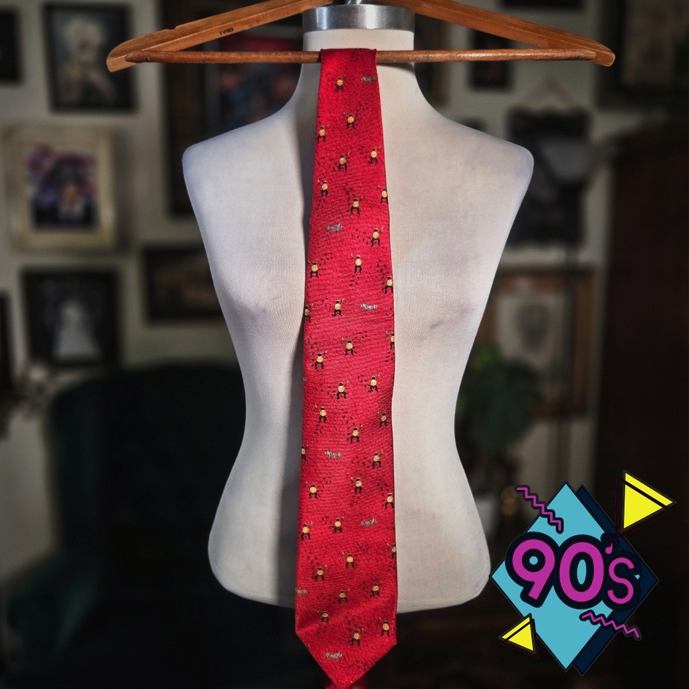 Bvlgari Silk Tie Vintage 90s‎ Red Zebra Tribal Print Italy Luxury Necktie Mens